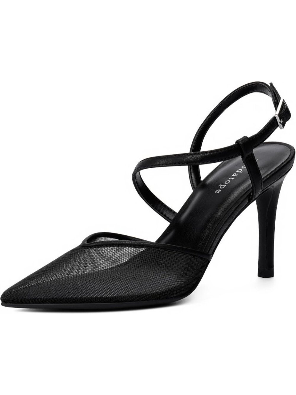 Women's Black Mesh Closed Toe Ankle Strap Slingback Heels Pumps Wedding Shoes